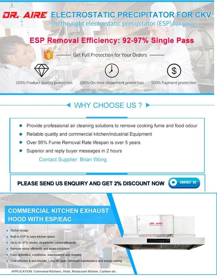 Dr Aire Ductless Range Hood for Restaurant Kitchen Over 95% Smoke Remove