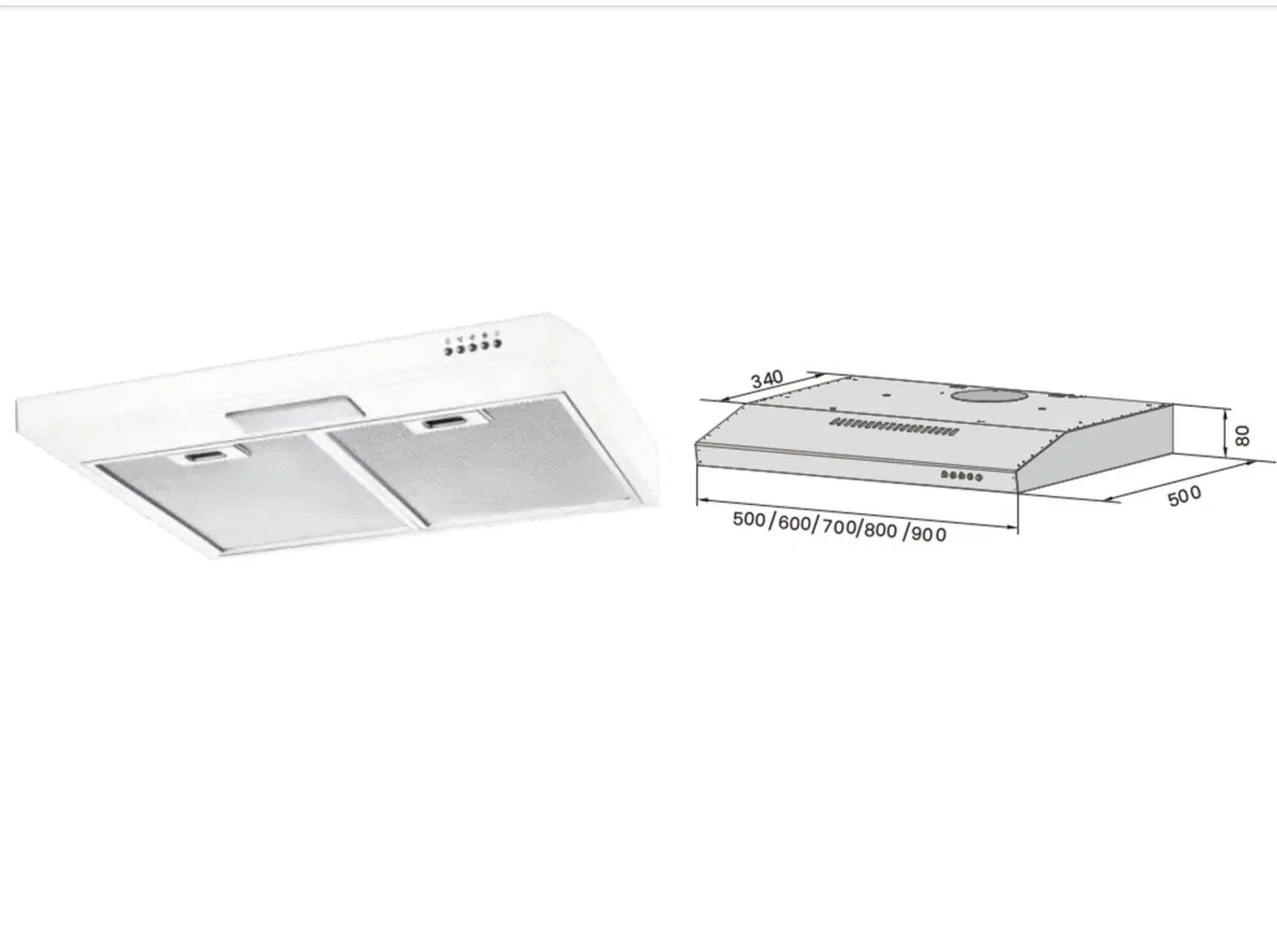 60cm Slim T Shape Range Hood with Push Button Control