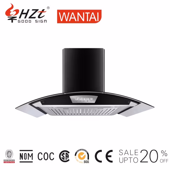 Convertible Wall Mount Stainless Steel Ductless/Ventless Range Hood with 900 24# Copper Motor Island Free Spare Parts 600/900mm