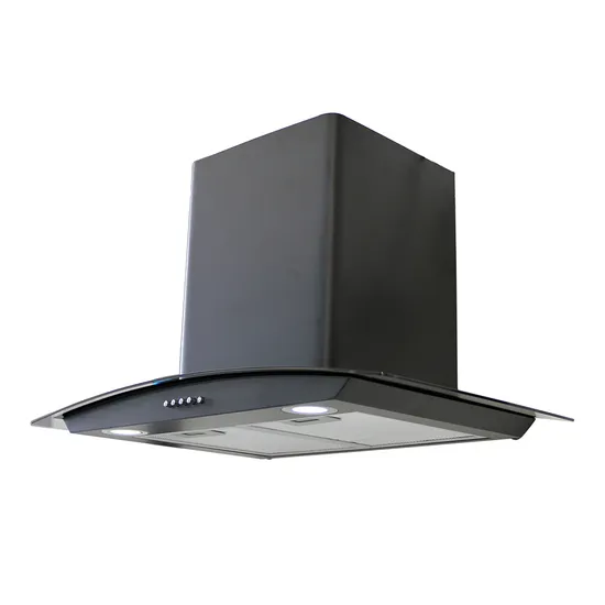 Arc Shape Range Hood with Copper Motor and Stylish Glass Panel Kitchen Hood 