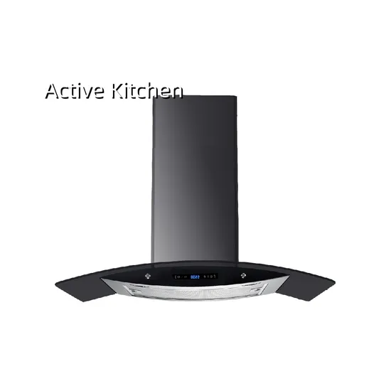 Fireproof Overheat Protection Smoke Extractor Ductless Range Hood Curved Glass Hood Kitchen Energy Efficiency Range Hoods 