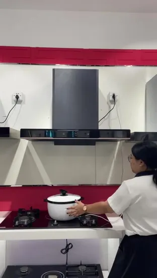 T Shape Kitchen Chimney Three Removable Aluminum Filters Touch Control Range Hood 