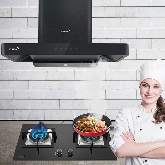Xunda Range Hood Island Hood Elegant Black Hood Sense Control Hood 