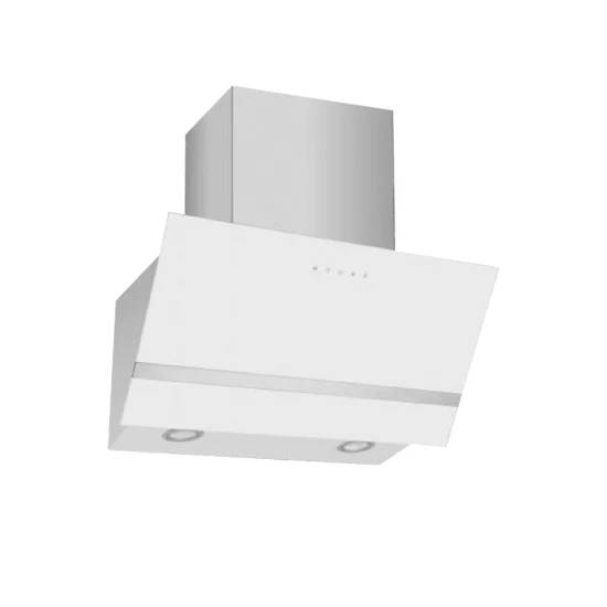 Wall Mounted Pyramid Kitchen White Painting LED Light Tempered Glass Aluminum Filter Blower Copper Range Hood