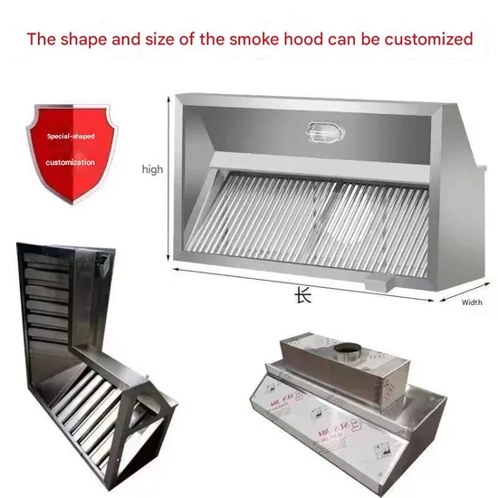 Silent High Air Volume Fan Stainless Steel Range Hood Commercial Hotel Kitchen Smoke Extractor 